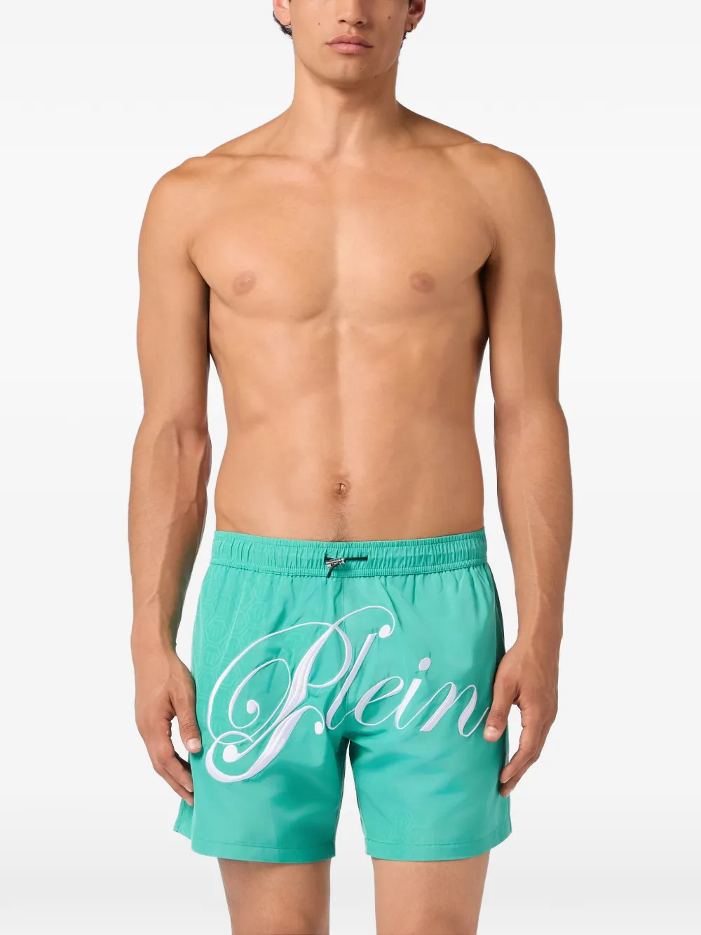 Philipp Plein Zwembroek met monogram Groen