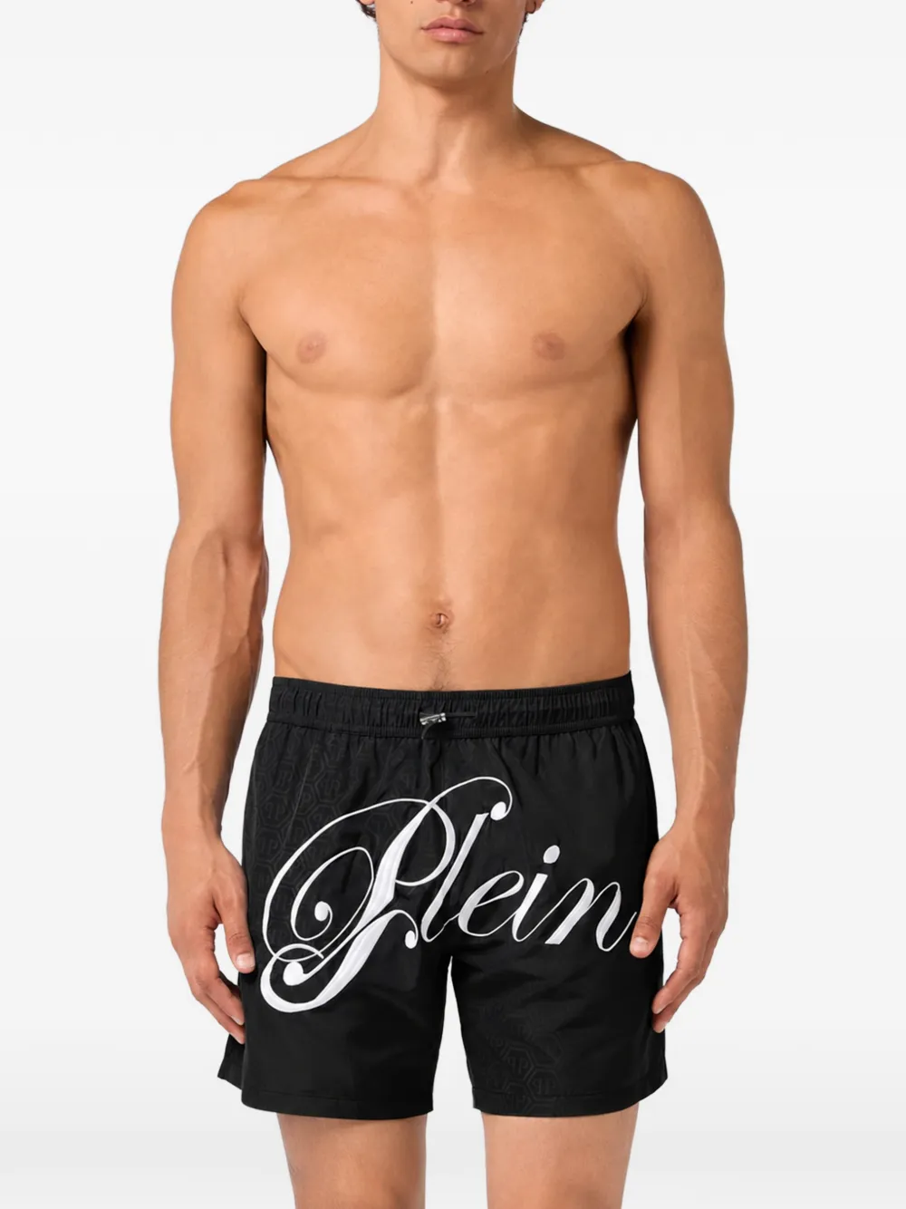 Philipp Plein Zwembroek met monogram Zwart