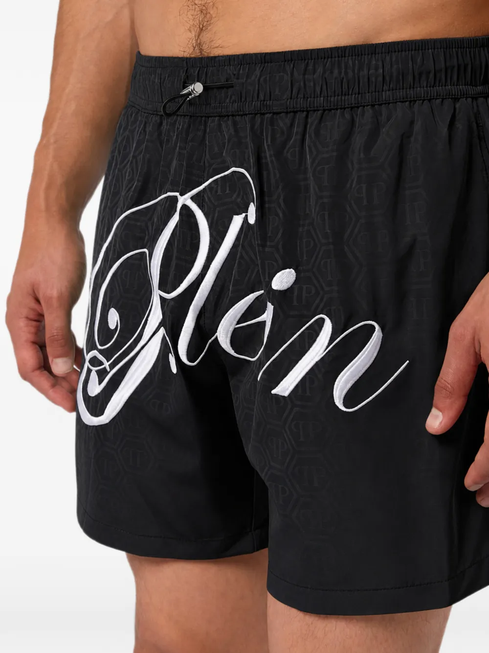 Philipp Plein Zwembroek met monogram Zwart