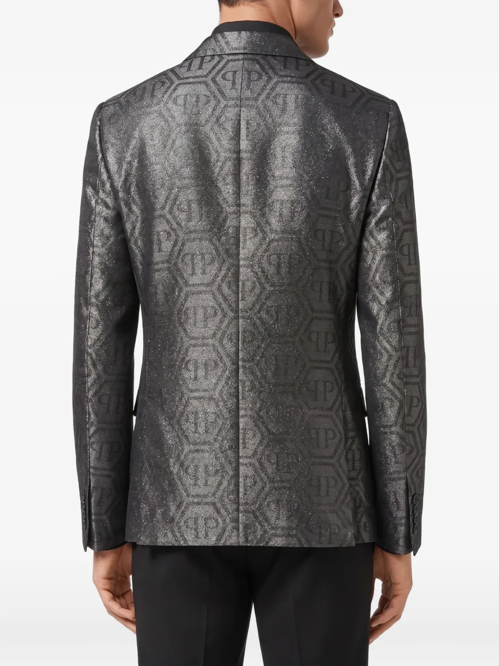 Philipp Plein Regular-fit blazer met jacquard-monogram Zwart