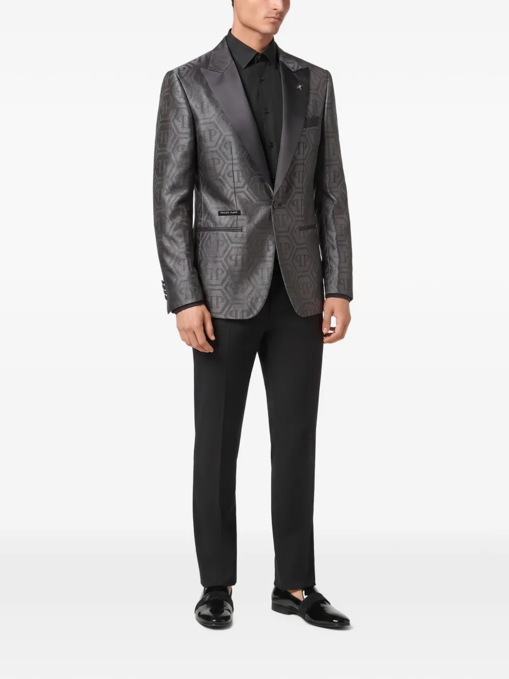 Philipp Plein Regular-fit blazer met jacquard-monogram Zwart