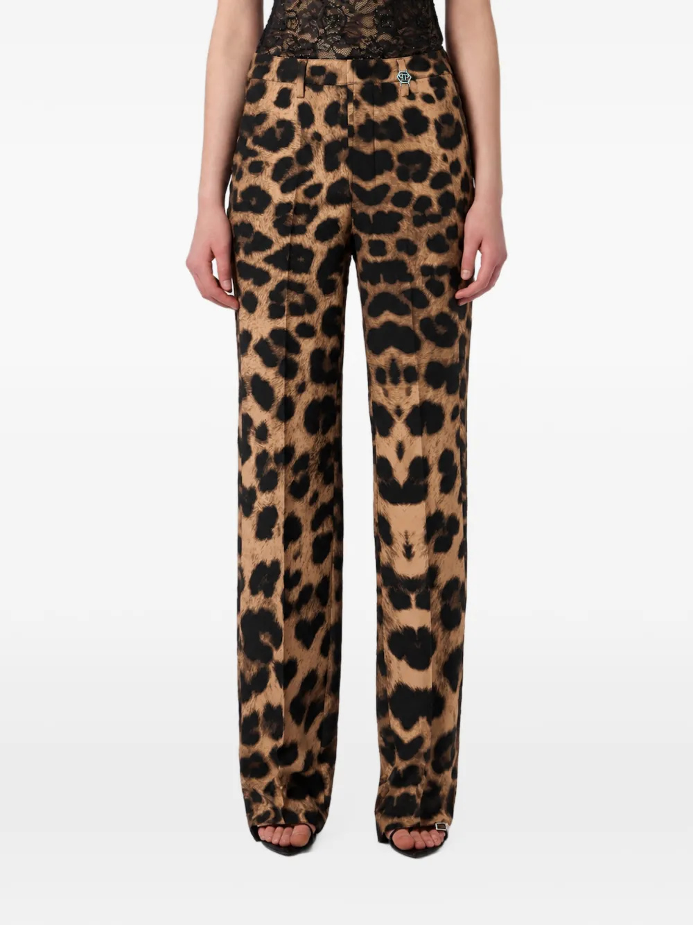 Philipp Plein Straight broek met luipaardprint Bruin