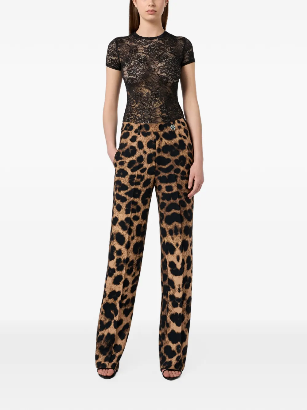 Philipp Plein Straight broek met luipaardprint Bruin