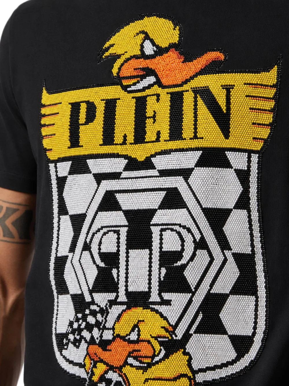 Philipp Plein Jersey T-shirt Plein Duck Check Zwart