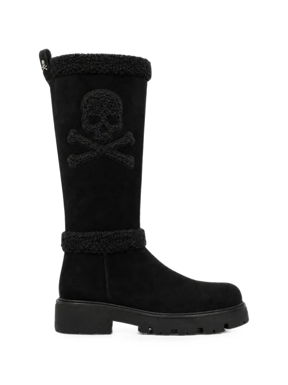 Philipp Plein Stivali Skull and Bones in pelle scamosciata - Nero