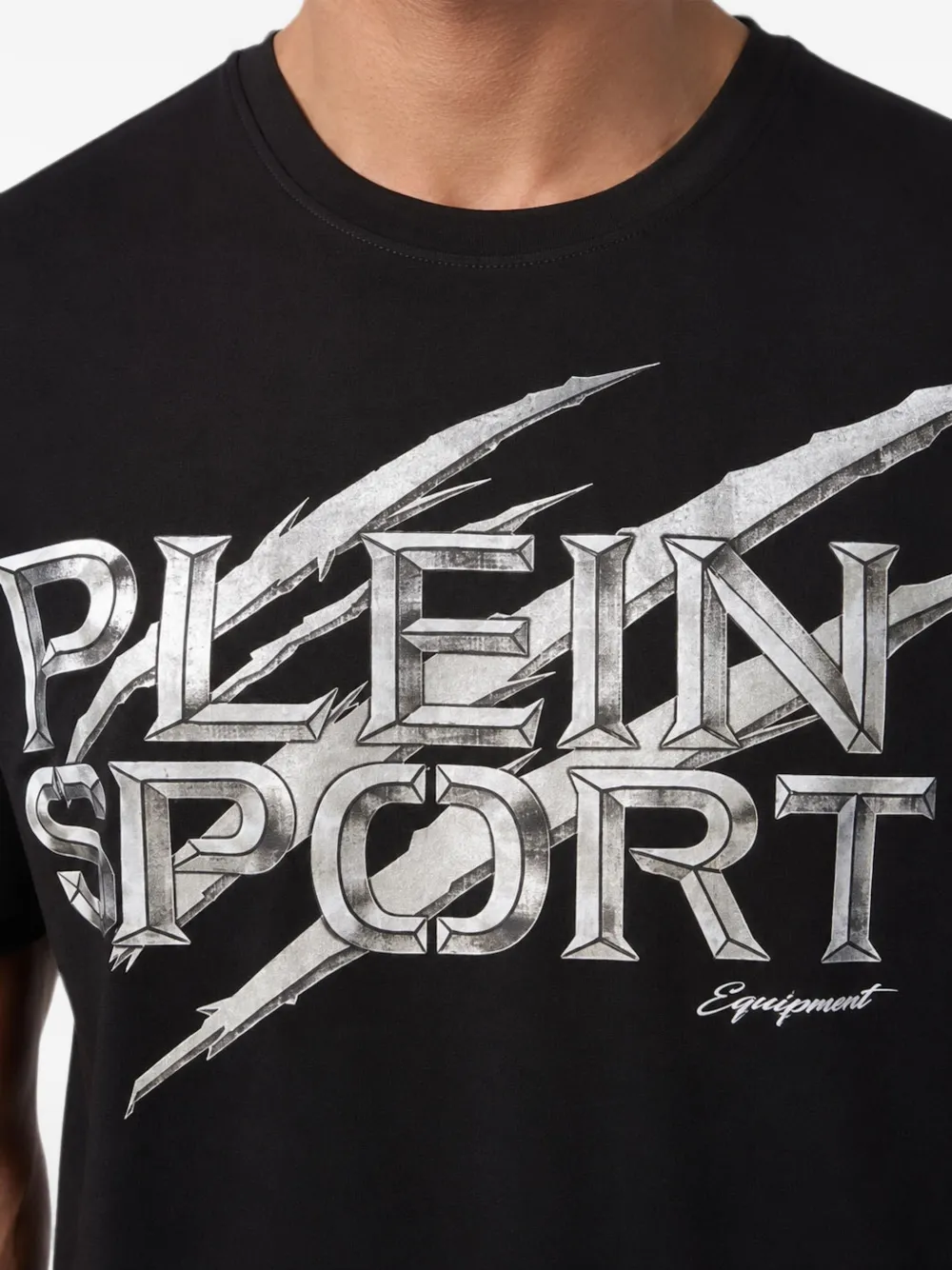 Plein Sport T-shirt met ronde hals en logoprint Zwart