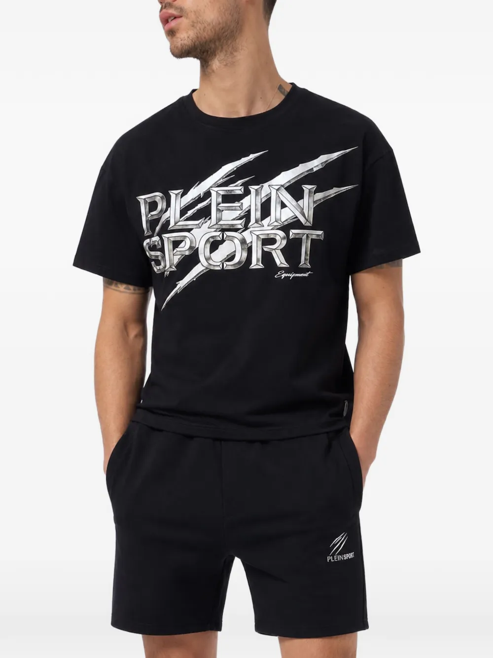 Plein Sport T-shirt met ronde hals en logoprint Zwart