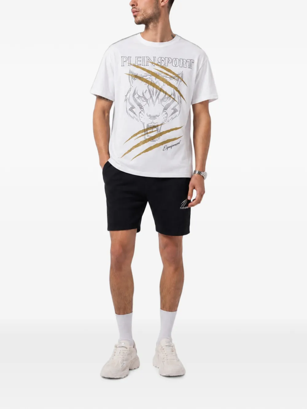 Plein Sport T-shirt met tijgerprint en logoprint Wit