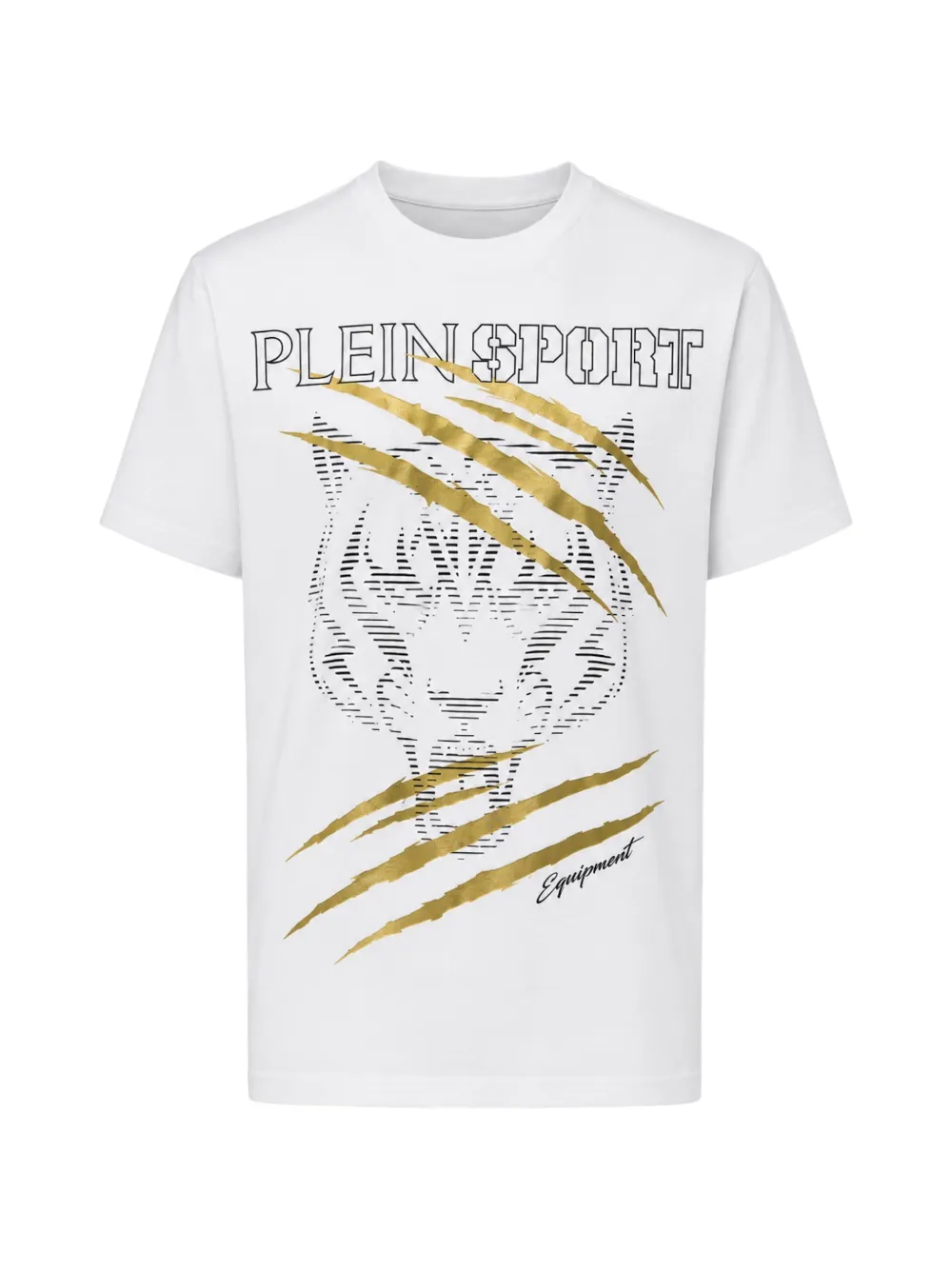 Plein Sport tiger-print logo-print t-shirt - Bianco