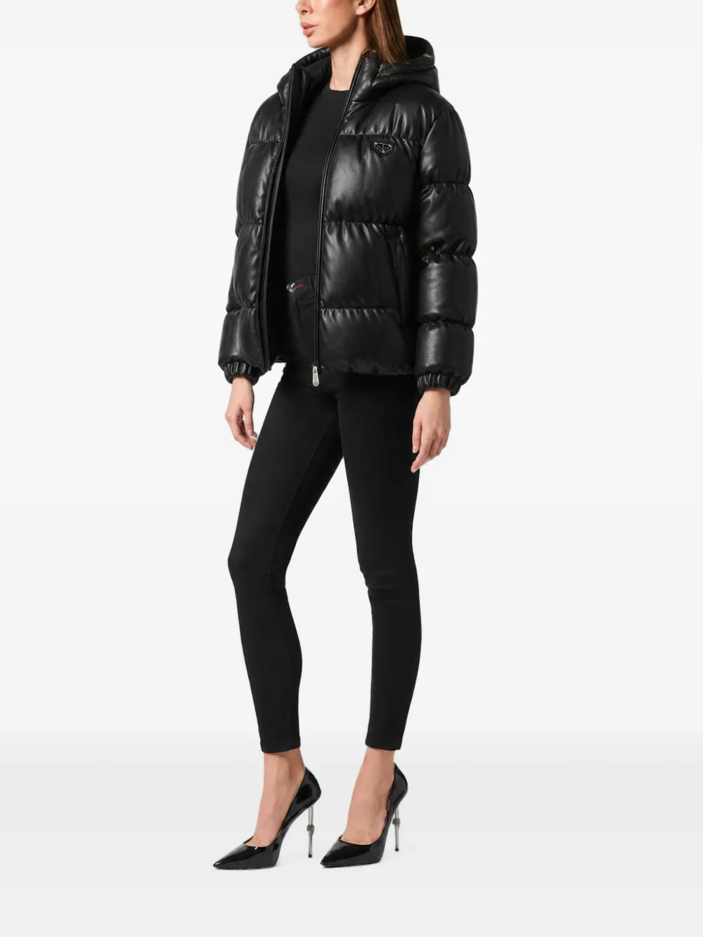 Philipp Plein Eco-leren donsjack Zwart