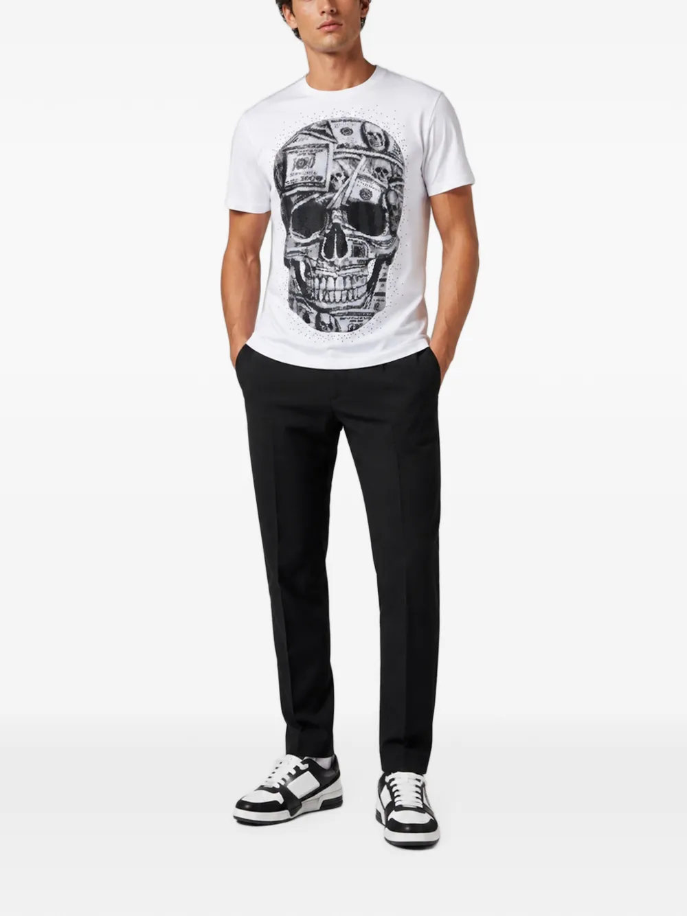 Philipp Plein Jersey T-shirt met ronde hals Wit
