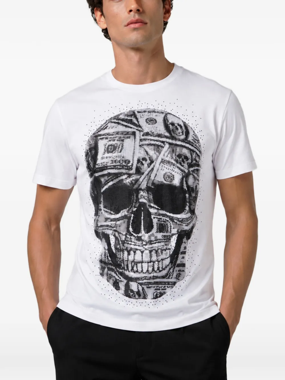Philipp Plein Jersey T-shirt met ronde hals Wit