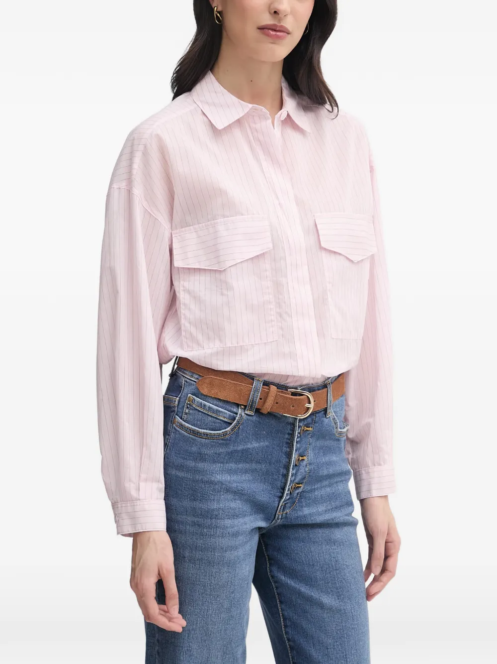 Benetton striped pocket-detail shirt