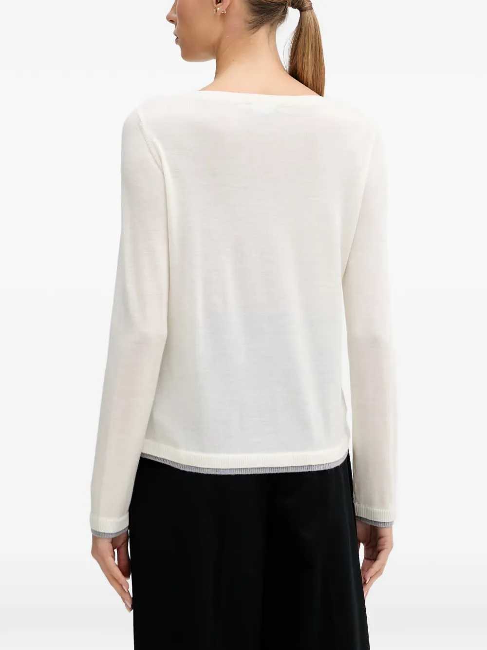 Benetton Trui met boothals en lange mouwen Beige