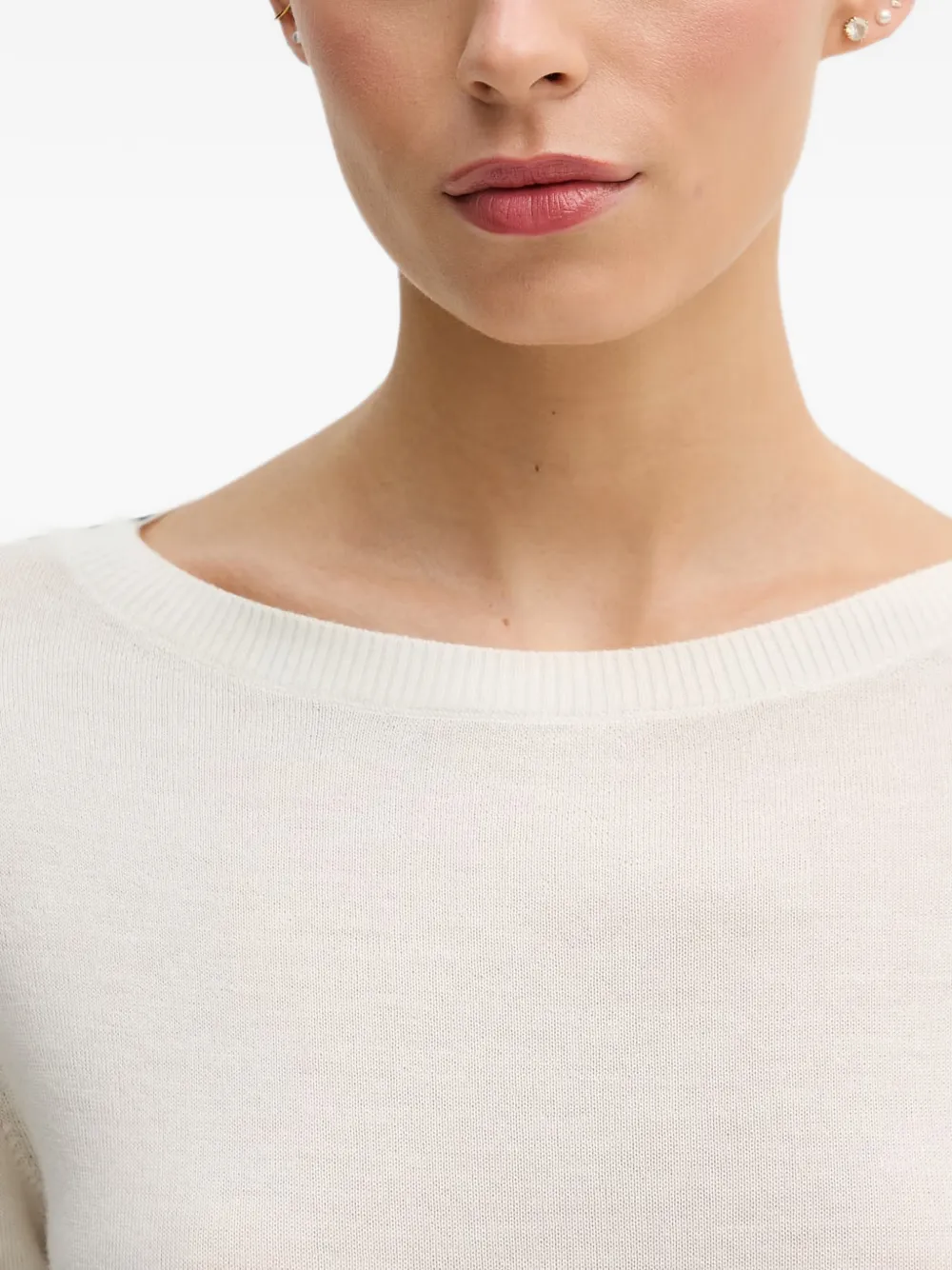 Benetton Trui met boothals en lange mouwen Beige
