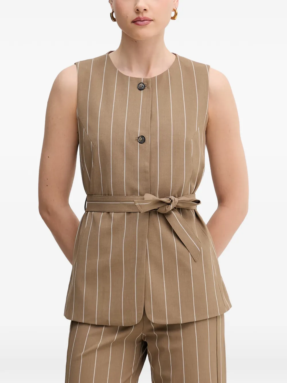 Benetton pinstripe belted top - Toni neutri