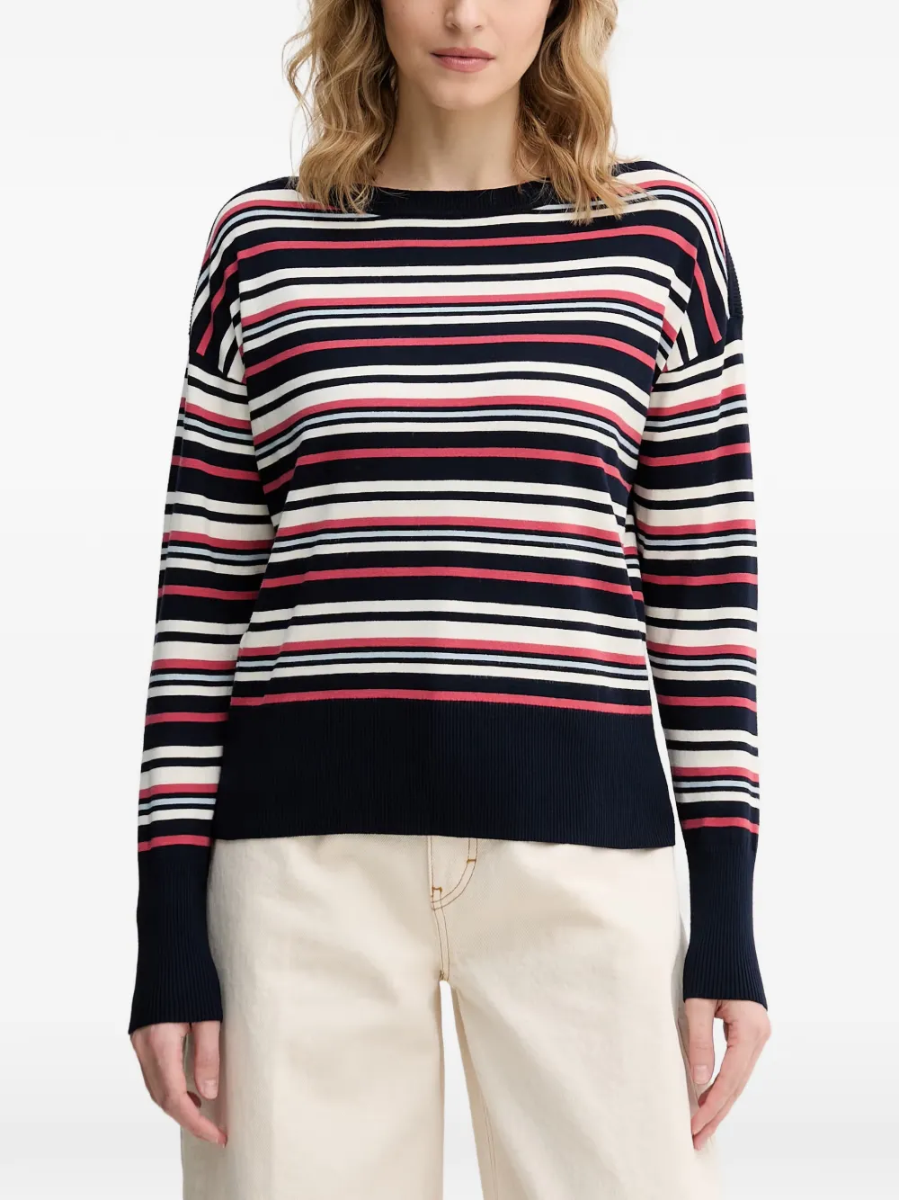Benetton horizontal-stripe ribbed-trim sweater - Blu