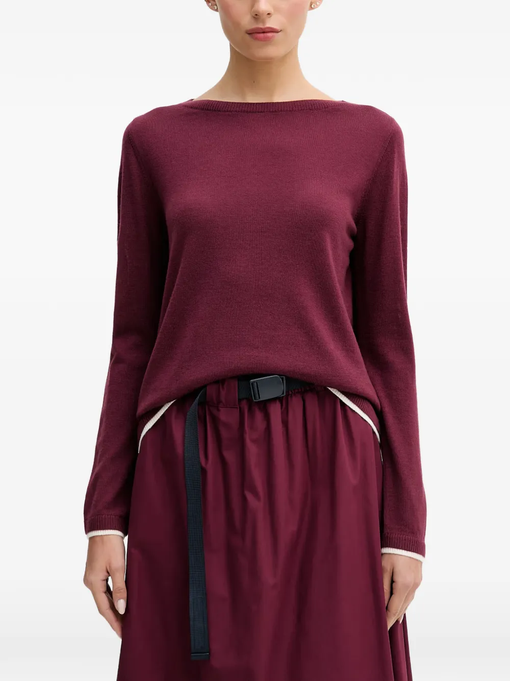 Benetton contrast-trim boat-neck sweater - Rosso
