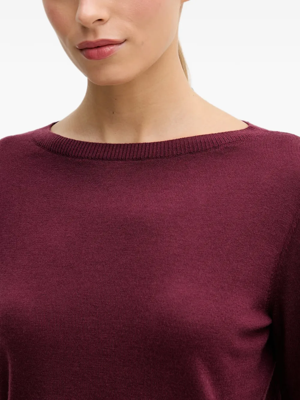 Benetton Trui met boothals en contrasterende afwerking Rood