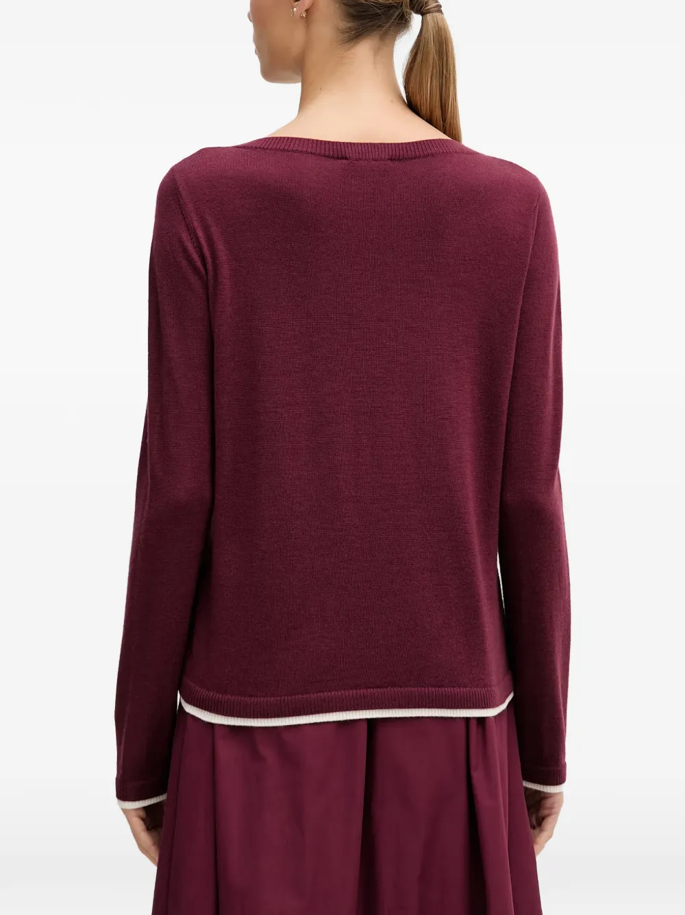Benetton Trui met boothals en contrasterende afwerking Rood