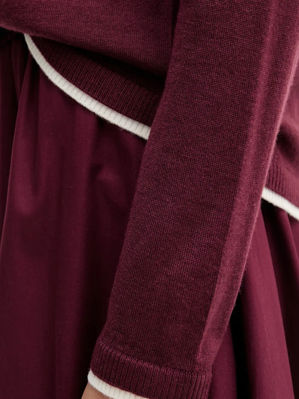 Benetton Trui met boothals en contrasterende afwerking Rood