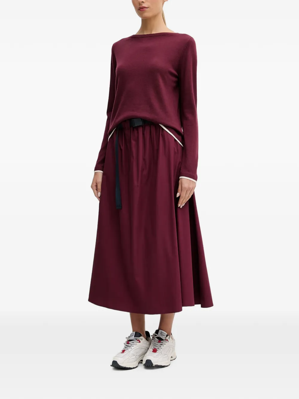 Benetton Trui met boothals en contrasterende afwerking Rood