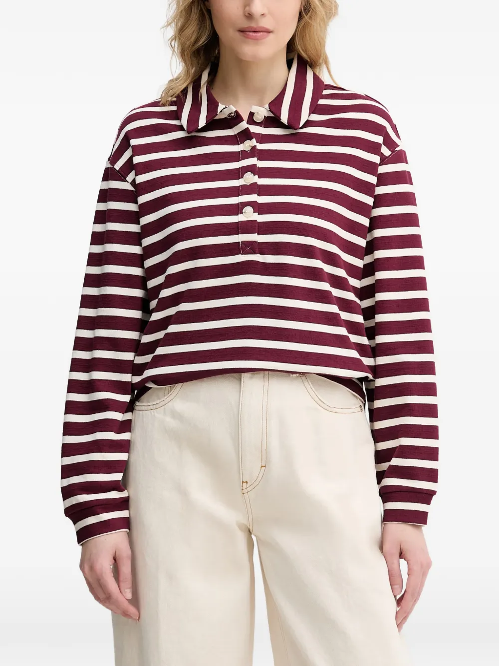 Benetton striped long-sleeve polo shirt - Rosso