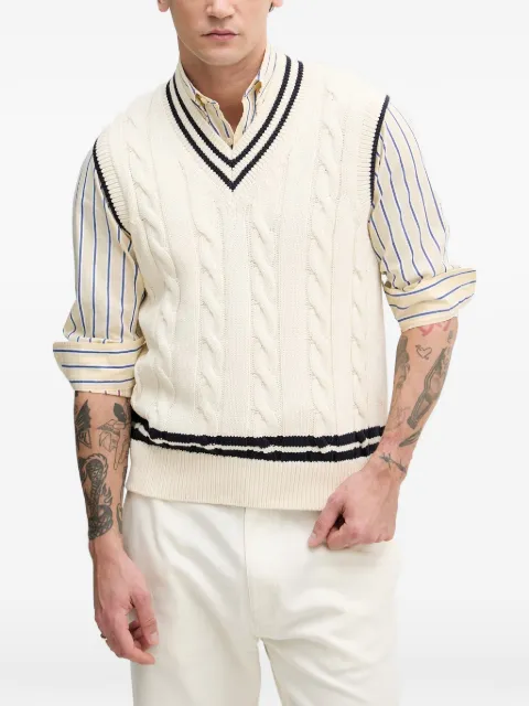Benetton cable-knit striped-trim sweater