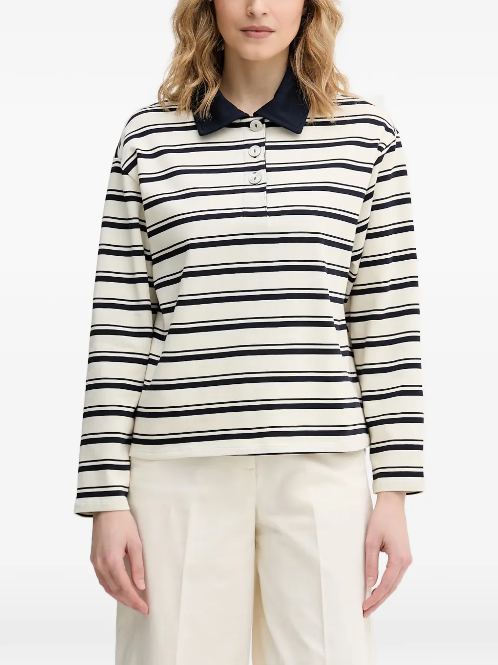 Benetton striped long-sleeved polo shirt - Toni neutri