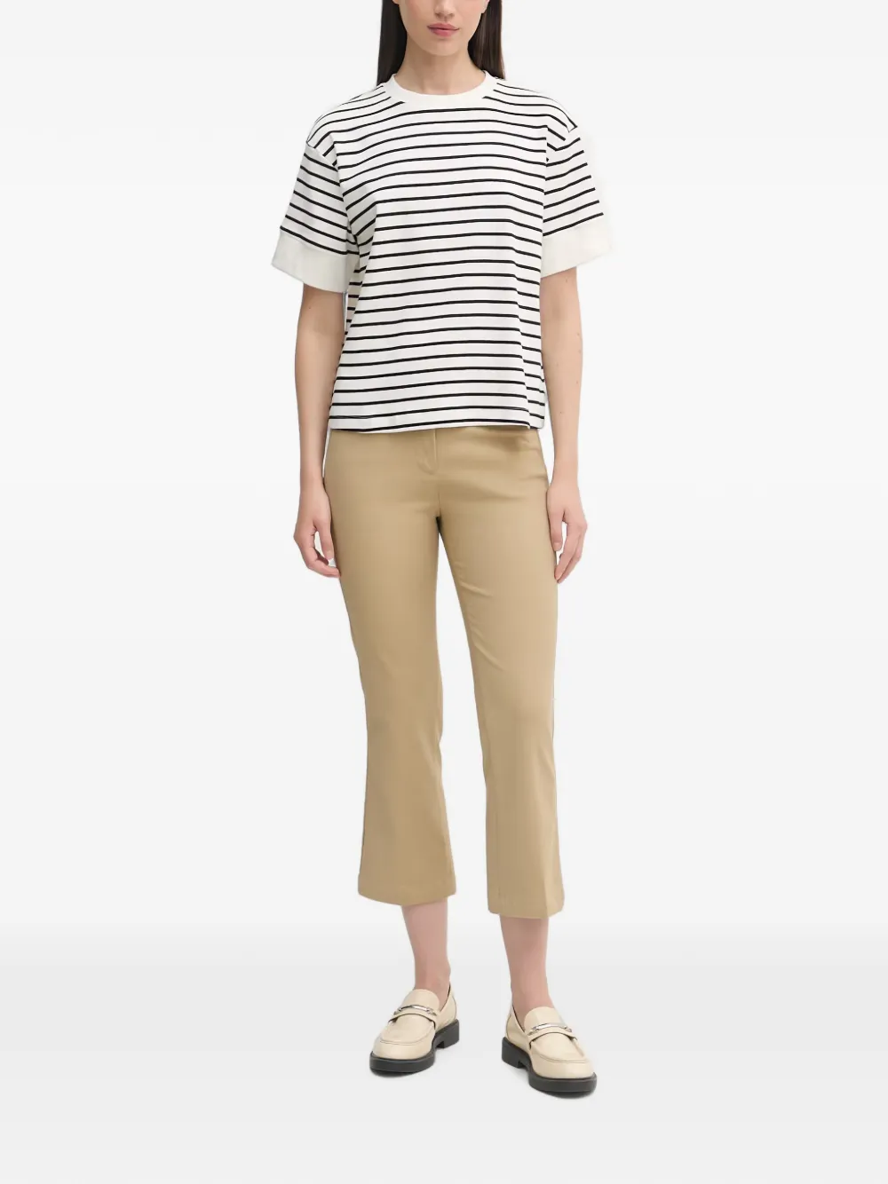 Benetton Cropped flared broek Beige