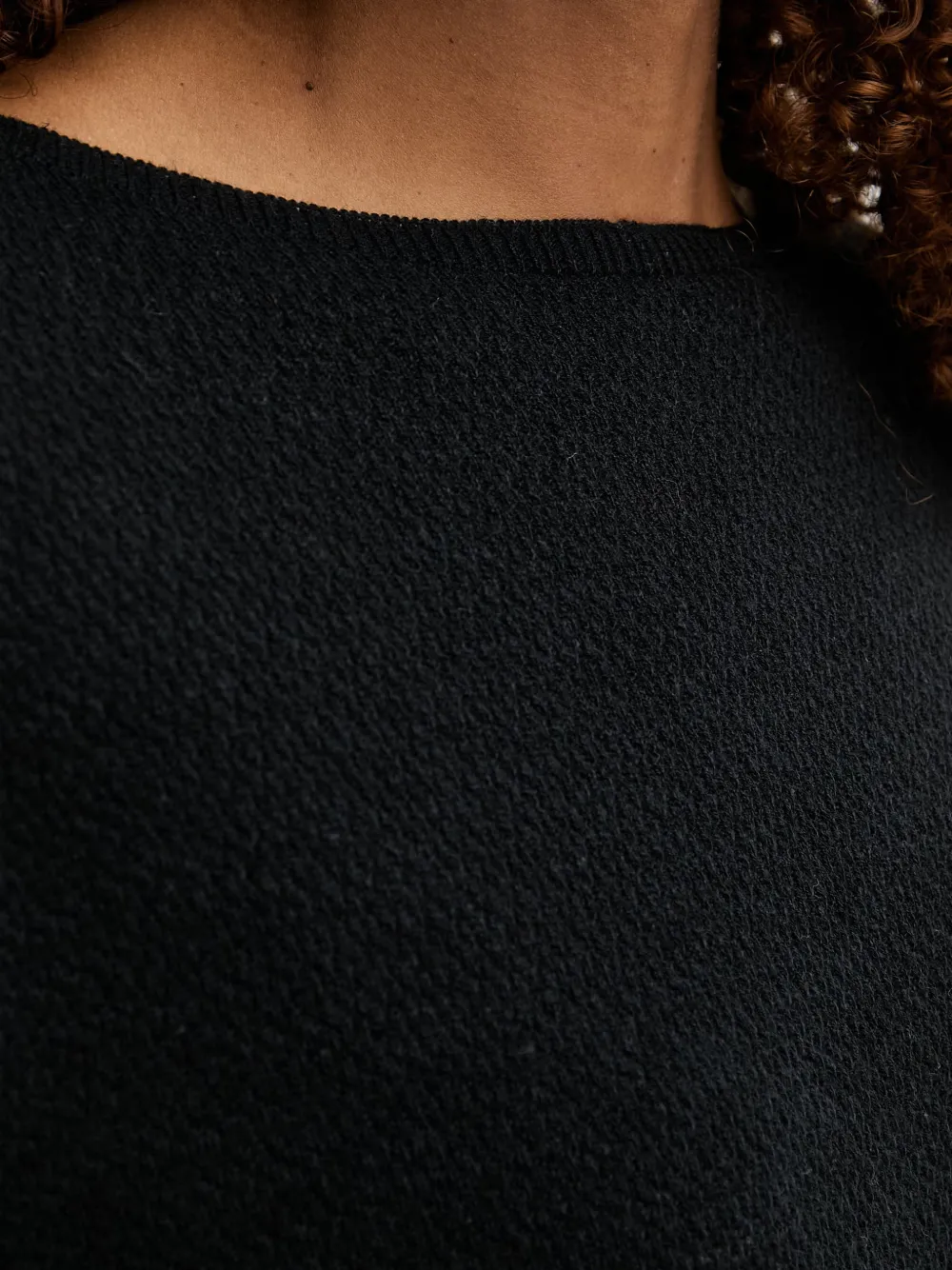 Benetton Trui met boothals en cropped mouwen Zwart