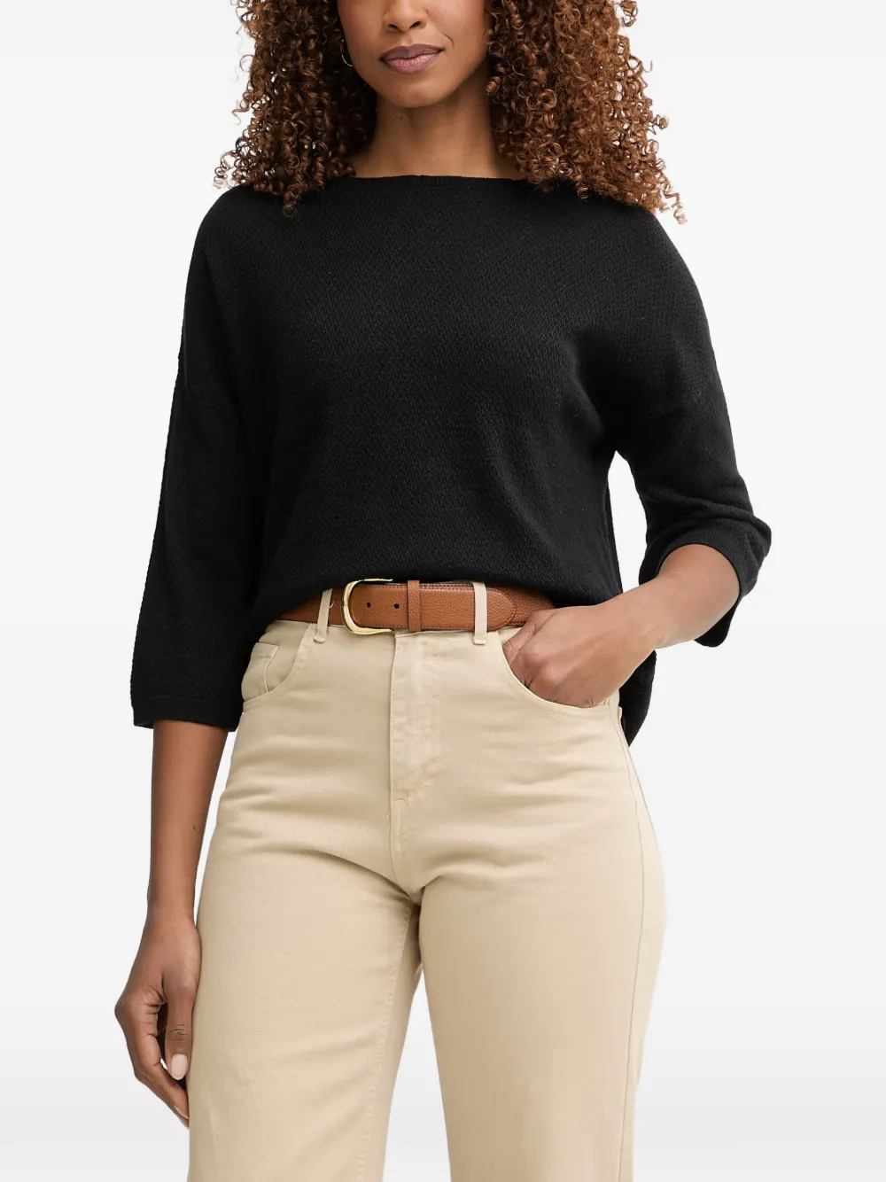 Benetton boat-neck three-quarter-sleeve sweater