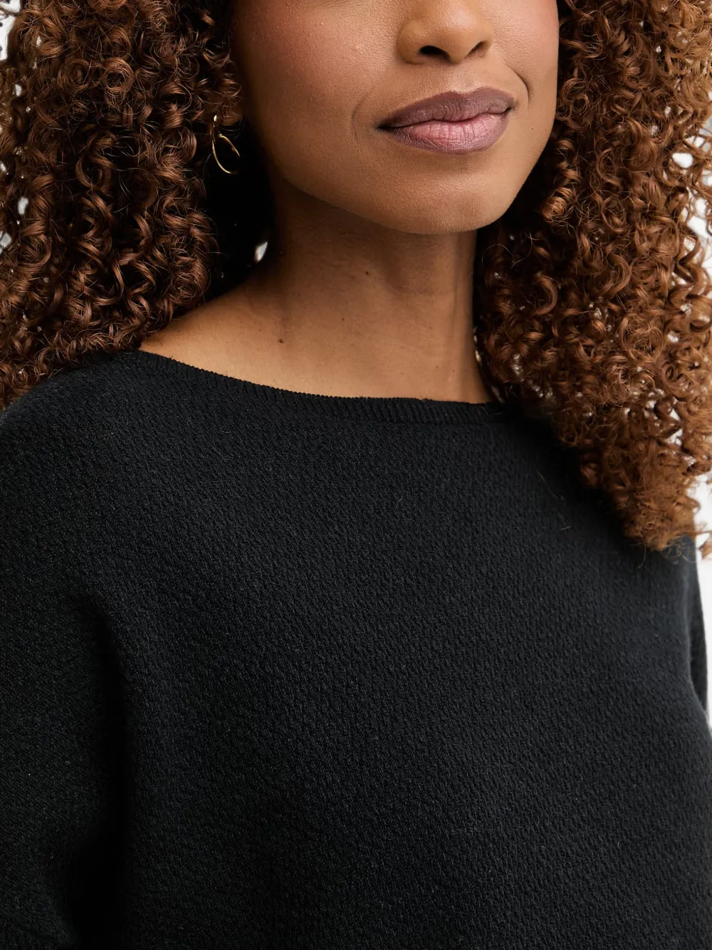 Benetton Trui met boothals en cropped mouwen Zwart