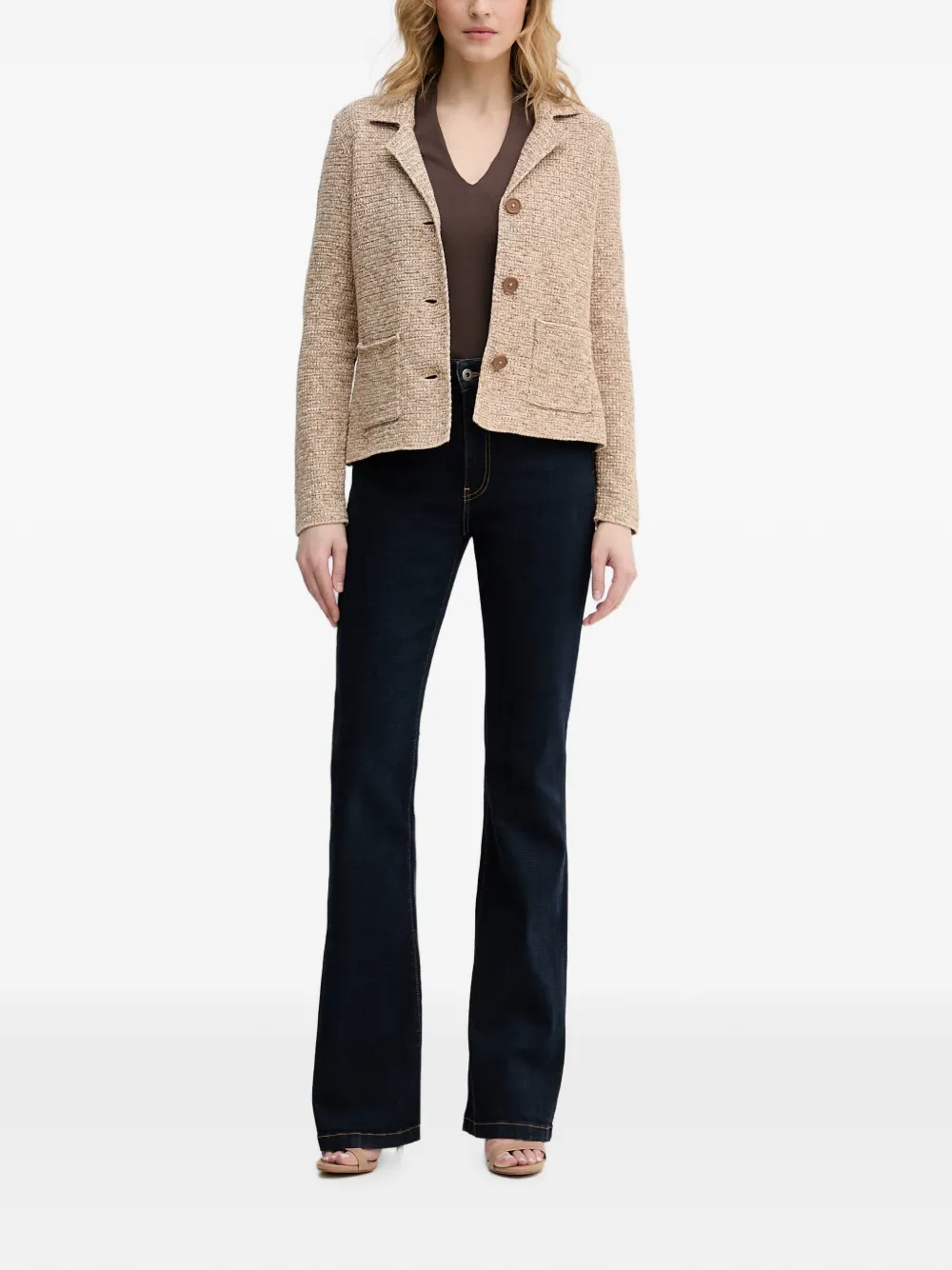Benetton Vest met opgestikte zak en knoopsluiting Beige
