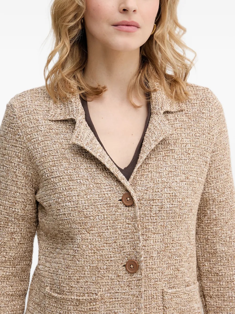 Benetton Vest met opgestikte zak en knoopsluiting Beige
