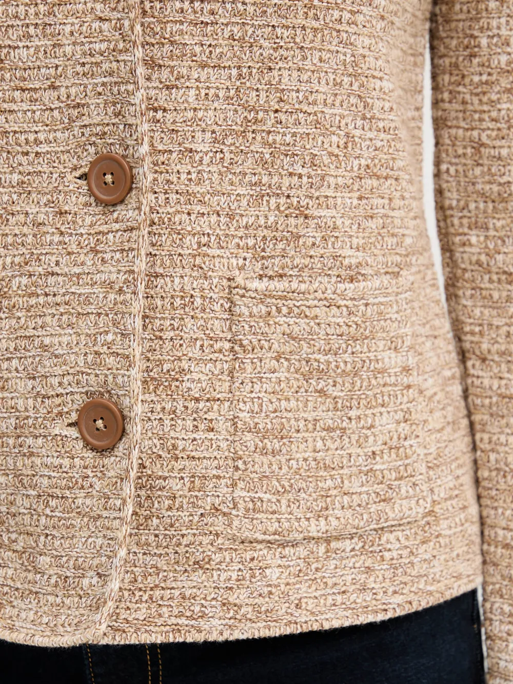 Benetton Vest met opgestikte zak en knoopsluiting Beige