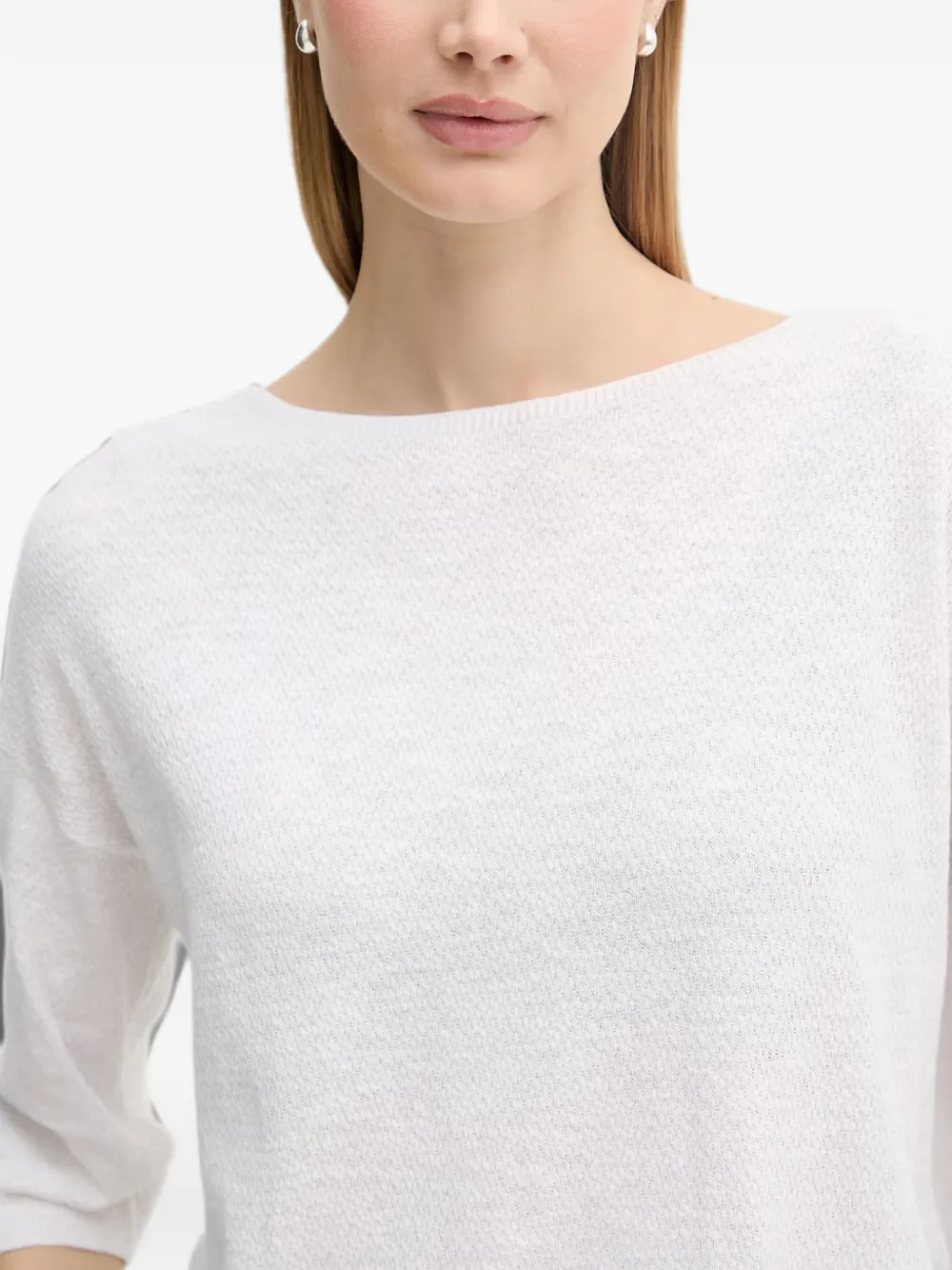 Benetton Trui met verlaagde schouders en boothals Wit