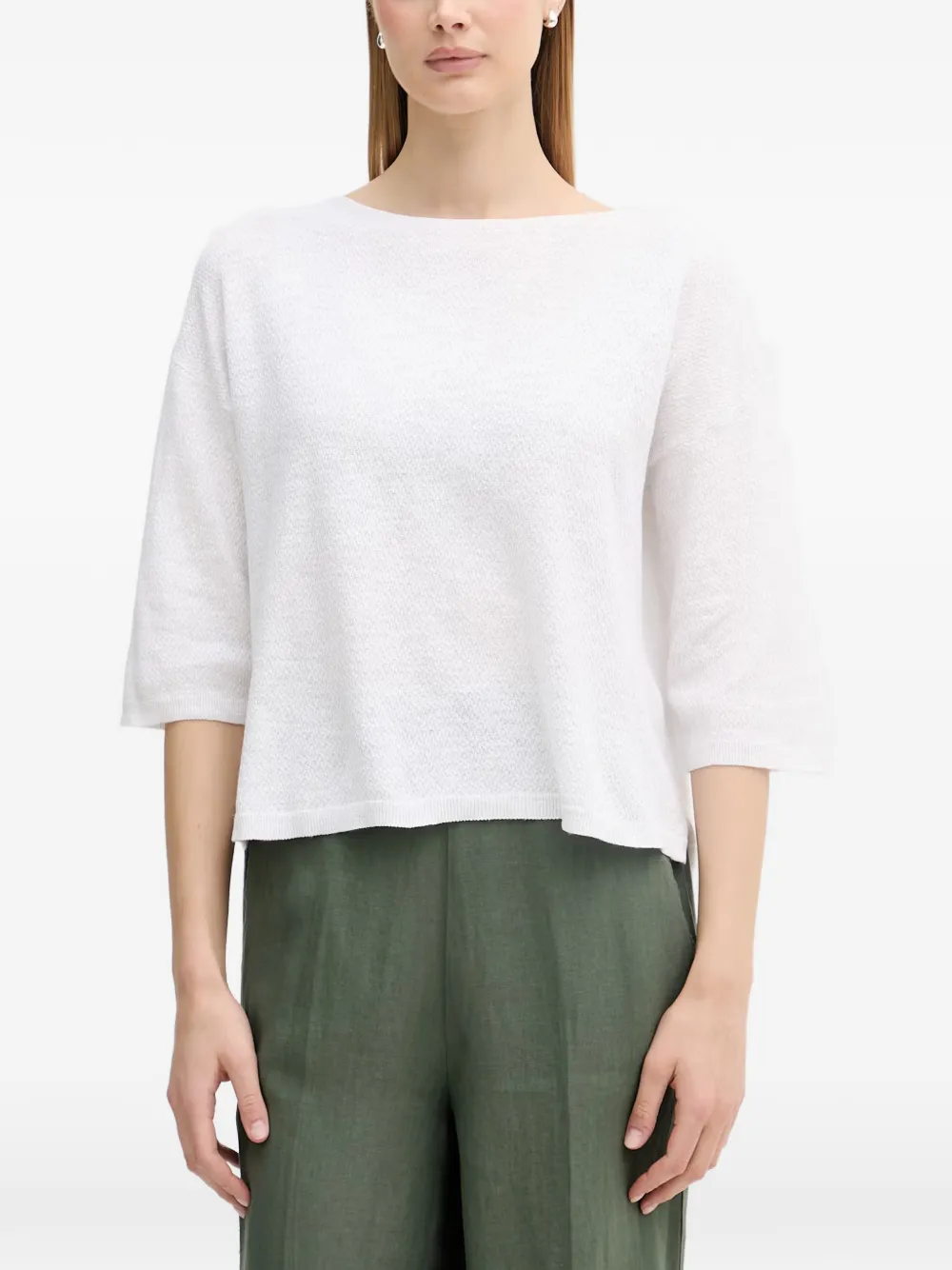 Benetton boat-neck dropped-shoulder sweater - Bianco