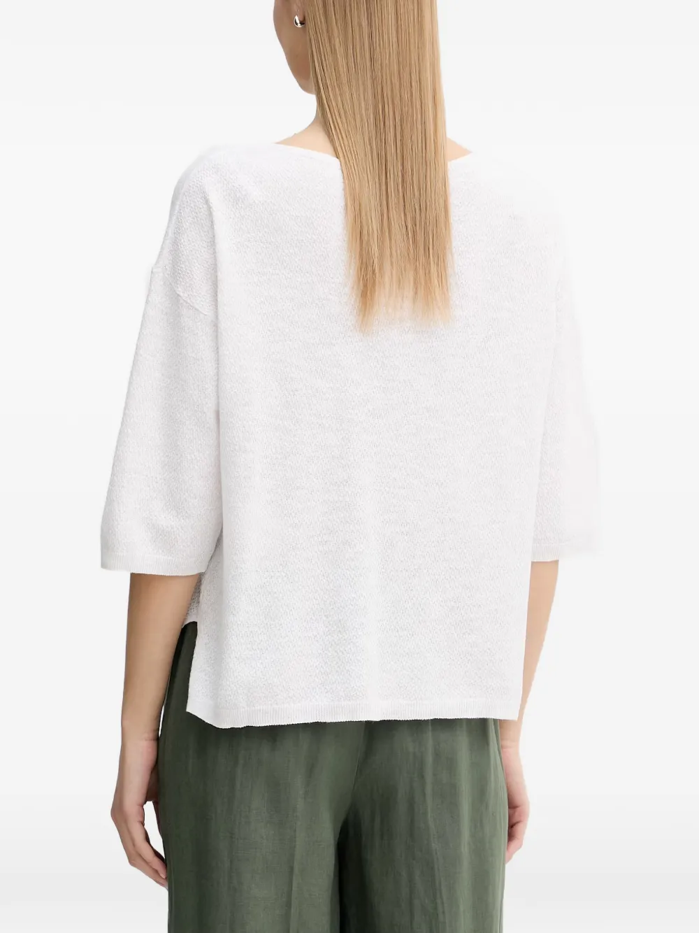 Benetton Trui met verlaagde schouders en boothals Wit