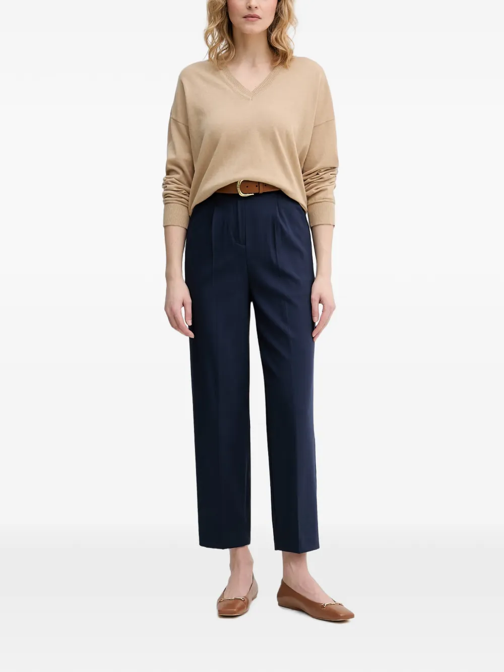Benetton Pantalon met geplooid detail Blauw