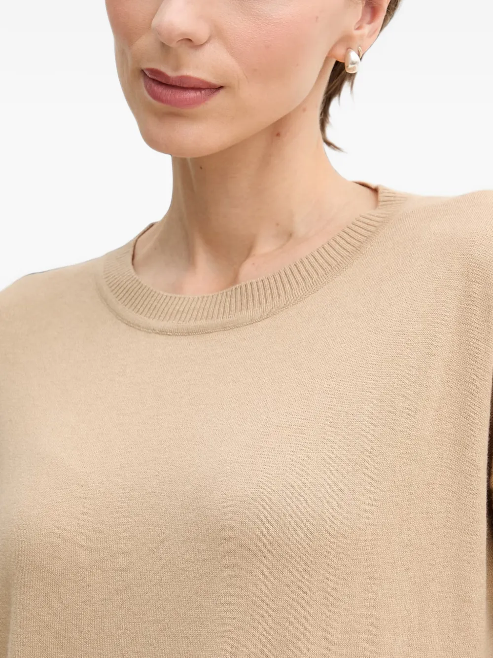 Benetton Trui met driekwartmouwen en verlaagde schouders Beige