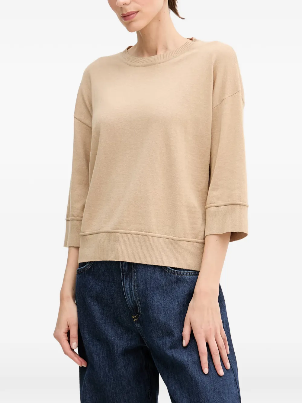 Benetton drop-shoulder three-quarter sleeve sweater - Nude