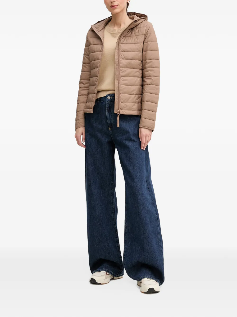 Benetton Trui met driekwartmouwen en verlaagde schouders Beige