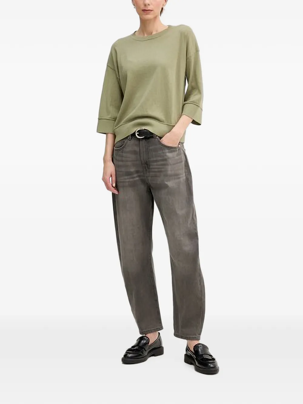 Benetton Trui met cropped mouwen Groen