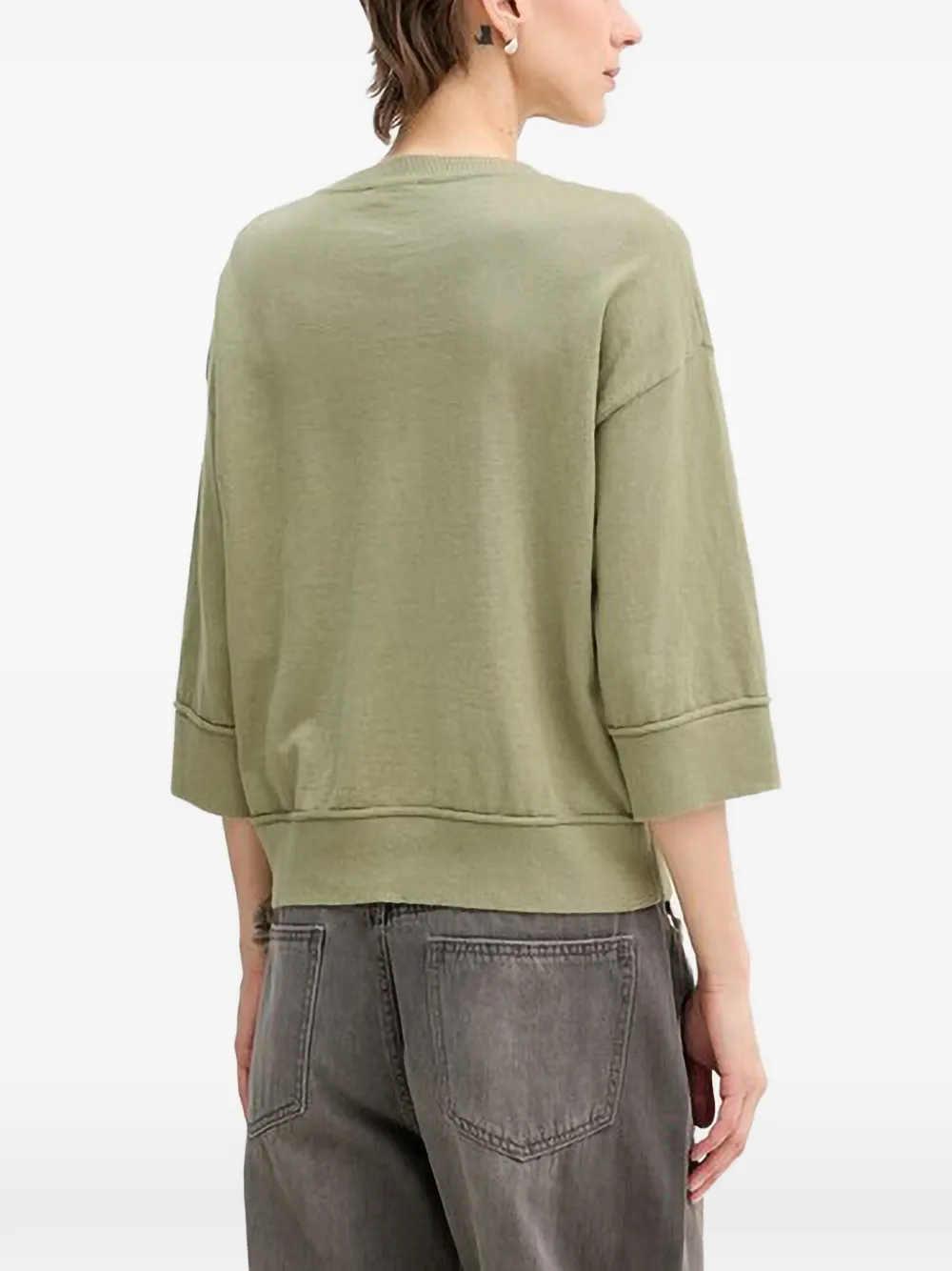 Benetton Trui met cropped mouwen Groen