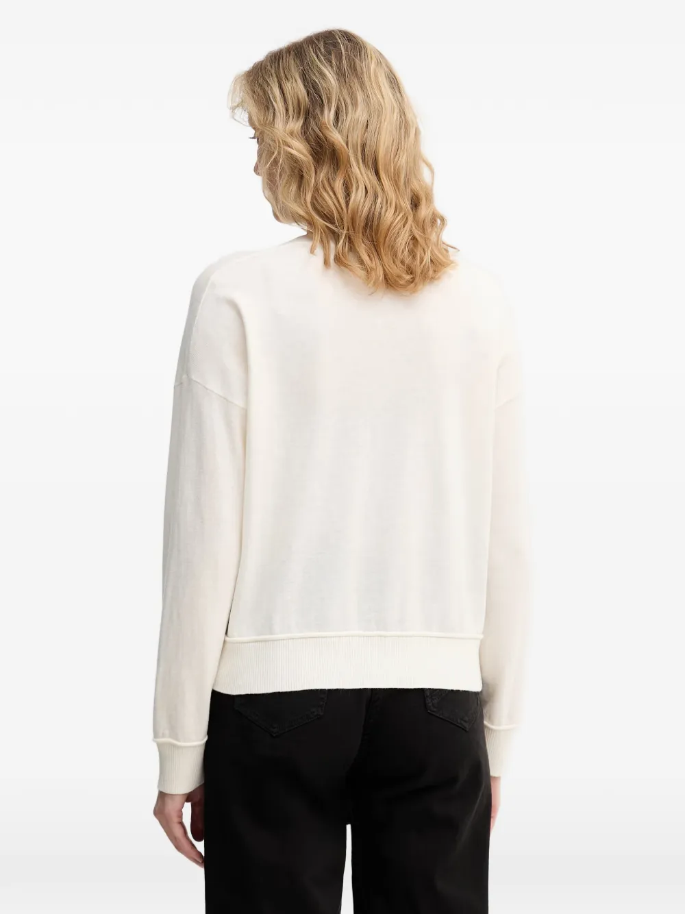 Benetton Trui met V-hals en verlaagde schouders Beige