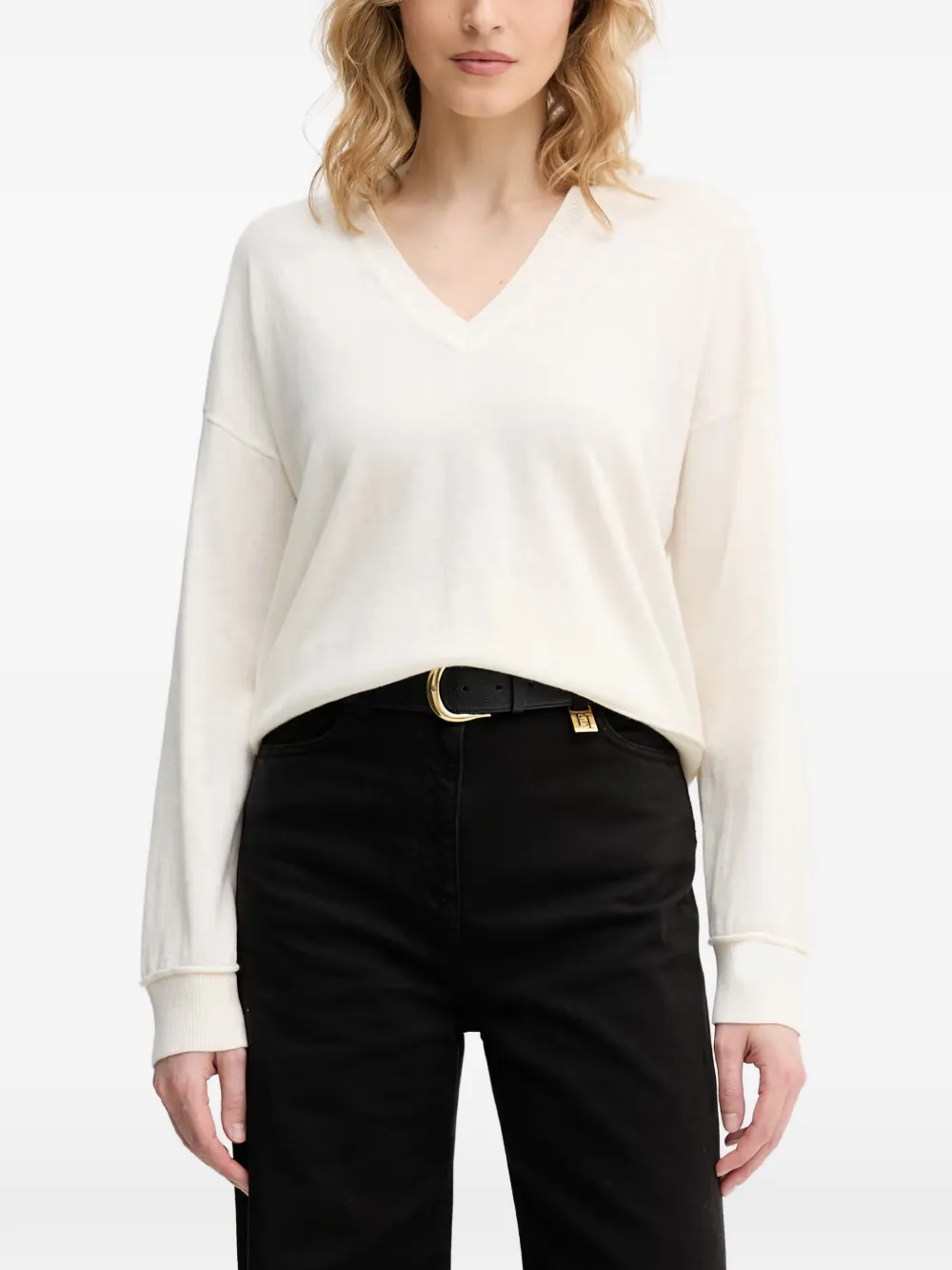 Benetton V-neck drop-shoulder sweater - Toni neutri