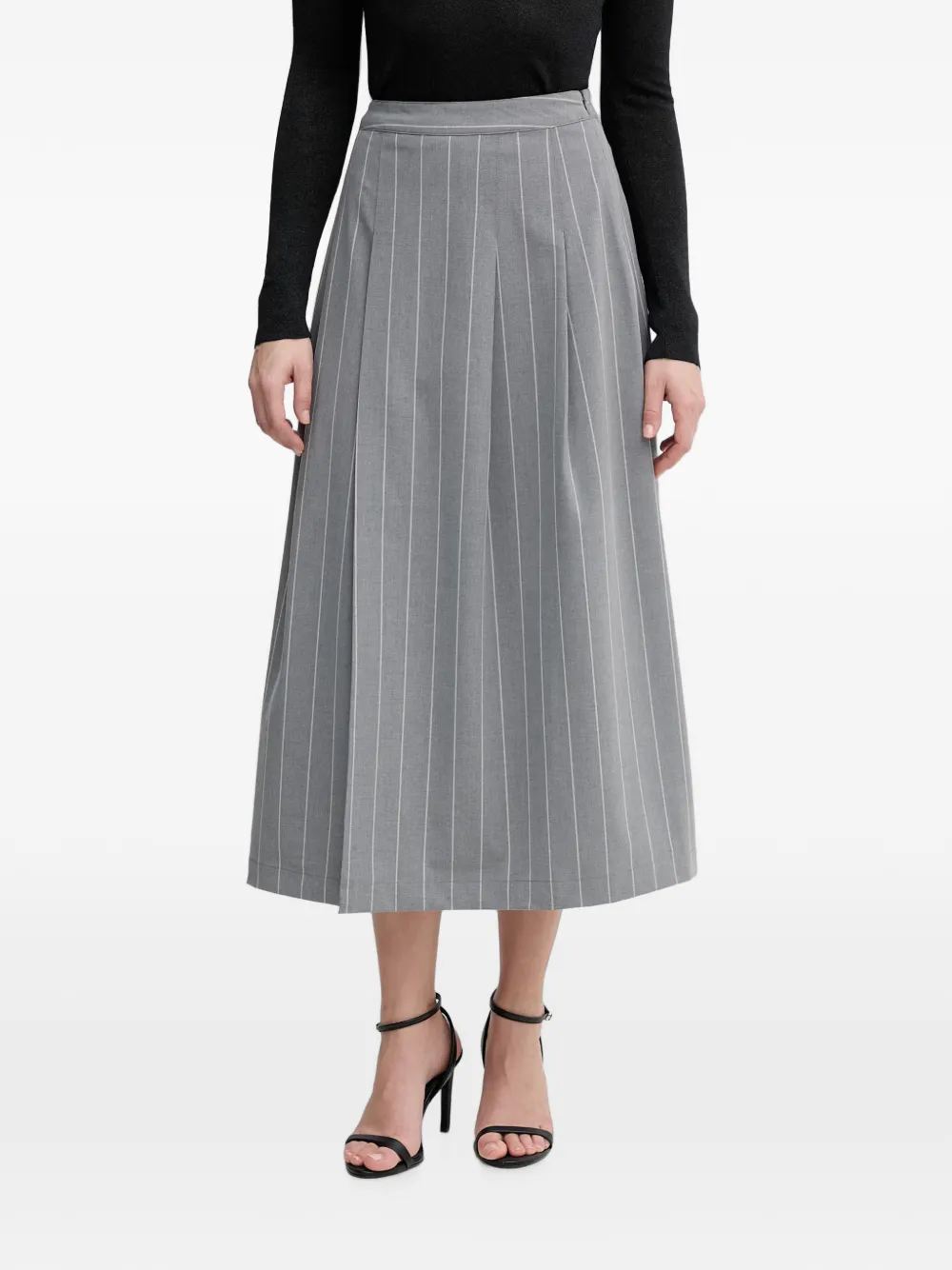 Benetton pinstripe-pattern pleated midi skirt - Grau
