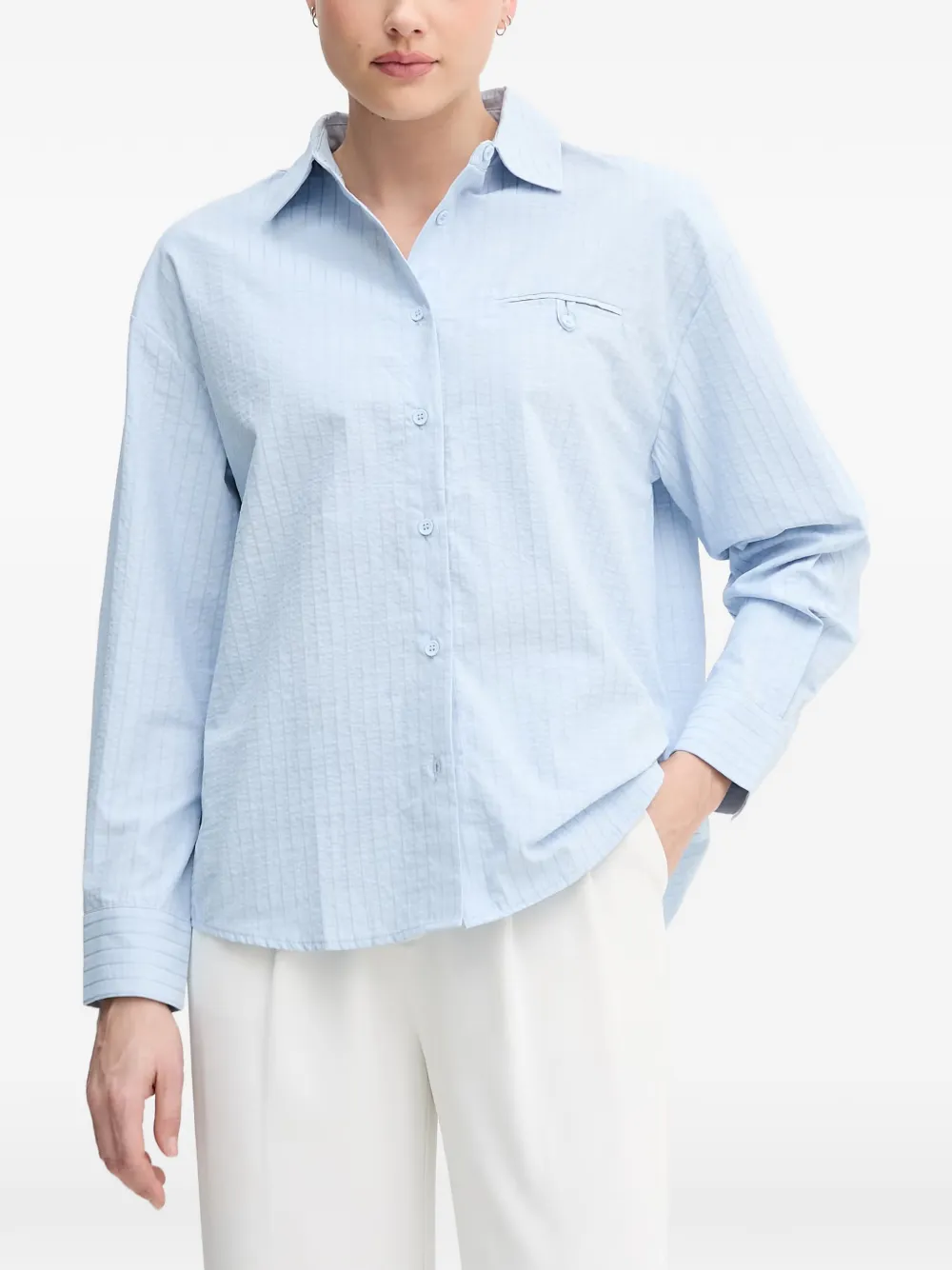 Benetton seersucker-textured button-down shirt - Blau