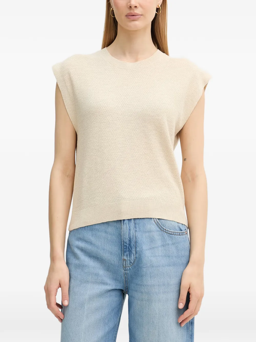 Benetton ribbed-trim knitted sweater - Toni neutri